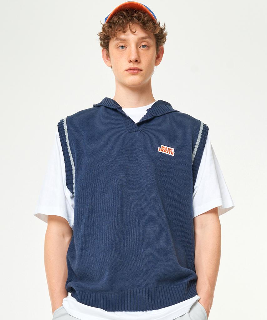 Mainbooth Original Logo Patch Knit Vest(Navy)