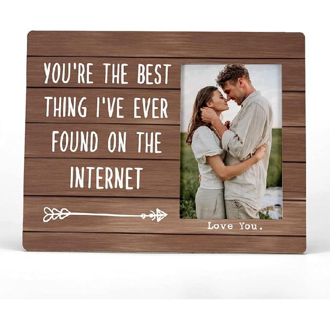 FONDCANYON You Are the Best Thing I’ve Ever Found on the Internet Picture Photo Frame,Couples Picture Frame, Christmas Valentine Gifts for Couple Color-1