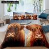 Highland Cow King Queen Duvet Cover Bull Bedding Set for Adults Cattle 2/3pcs Quilt Cover Farm Animal Polyester Comforter Cover