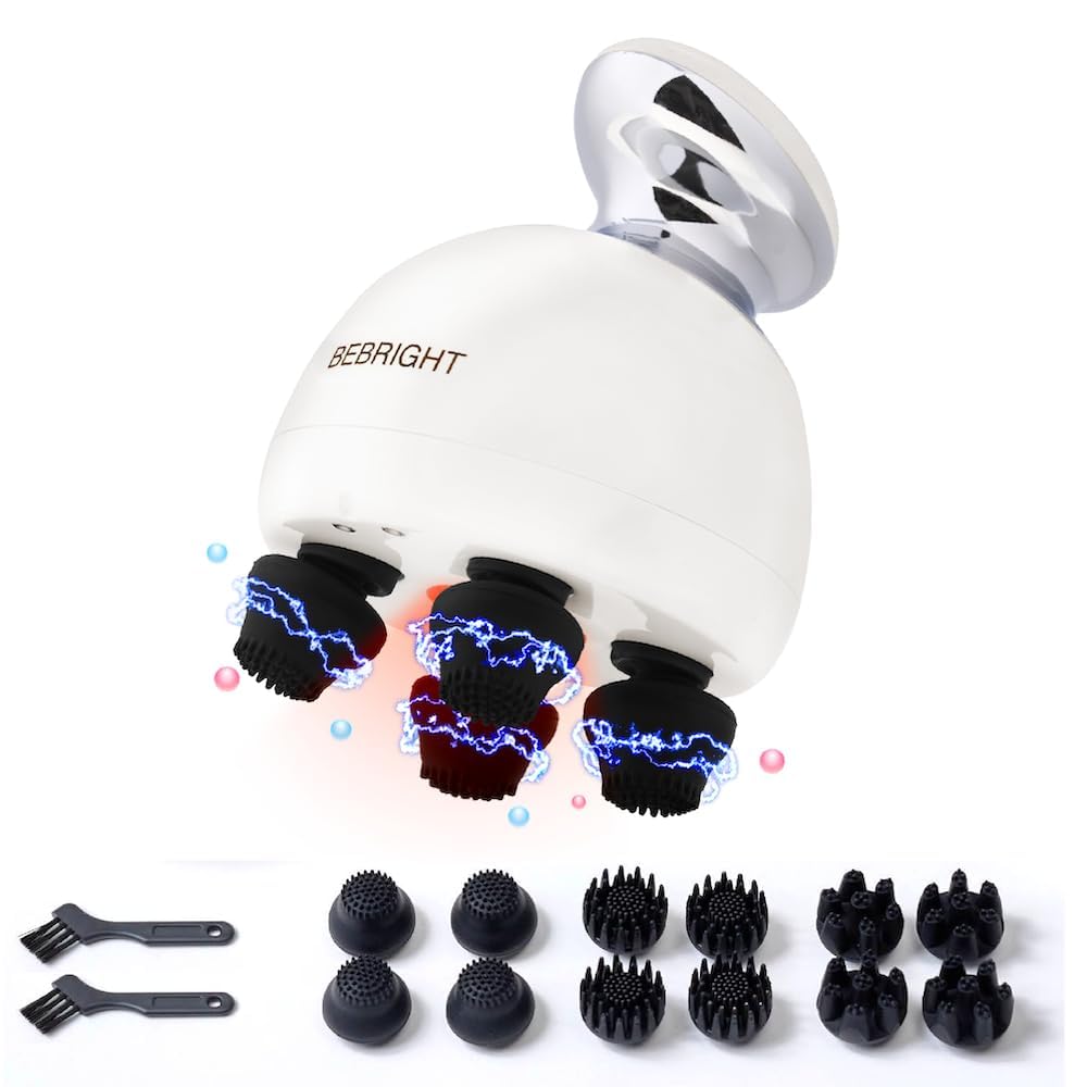 BEBRIGHT iON Head Spa EMS Electric Needle Scalp Brush Head Lift Face and Body Care Waterproof Red and Blue LED MHS01