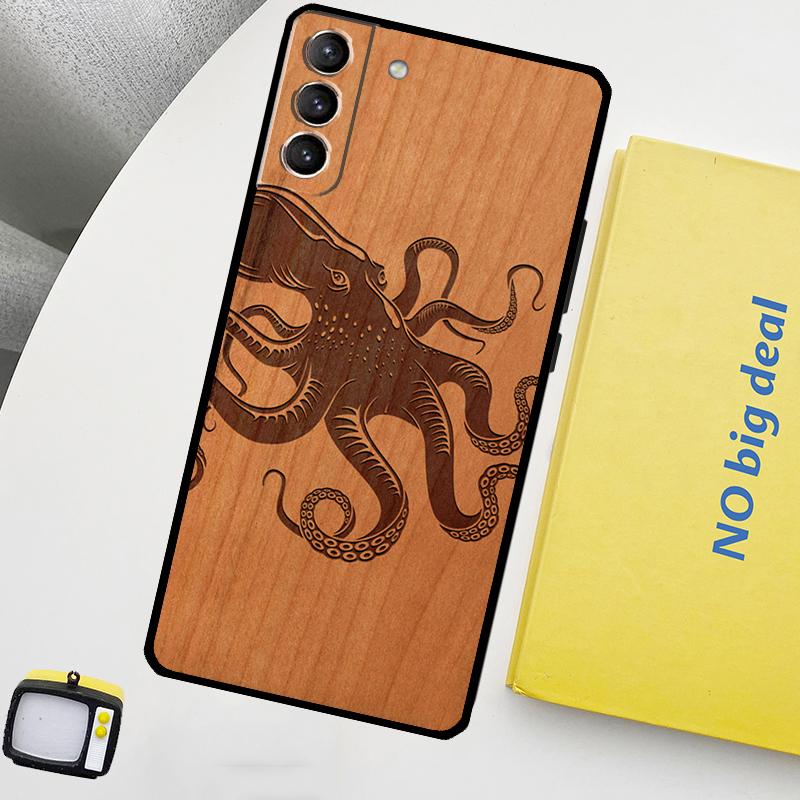 Turtle Elephant Dragon Wood Phone Case For Samsung Galaxy S25 Ultra S20 S21 S22 S23 Plus S24 Ultra S9 S10 S25 FE Cover