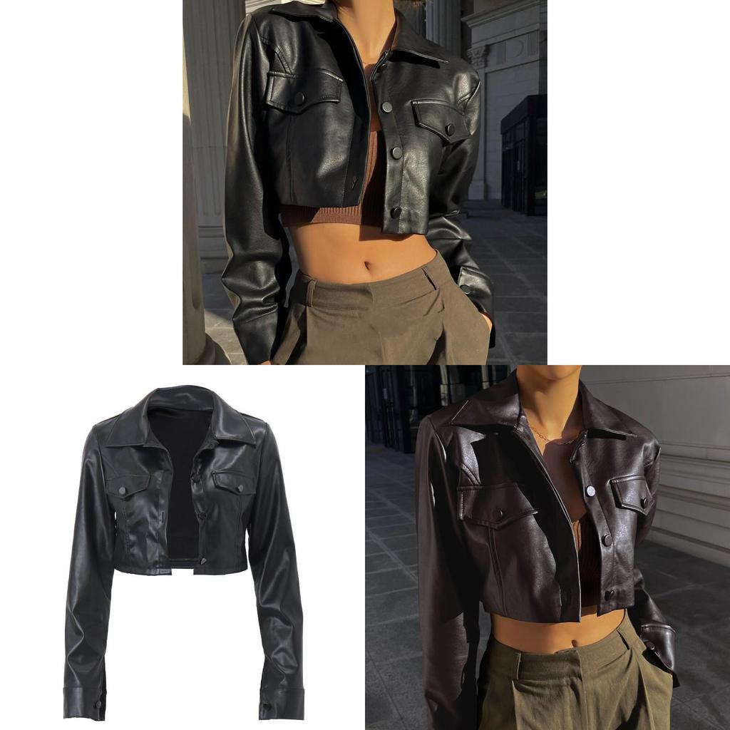Giacca da Moto Streetwear da Donna con Tessuto Acrilico Spliced e Collo a Polo per l'Autunno