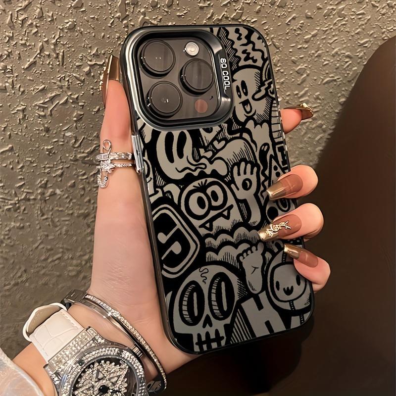 Graffiti Monster Skull Pattern Design Protective Cover for iPhone 17 16 15 14 13 12 11 16E Series Pro Max Plus