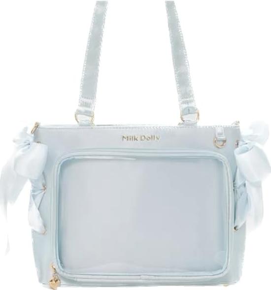 

Satin Ita Bag with Side Ribbon Fuyuneko Floating Cat MILK DOLLY Chinese Ita Bag Favorite Anime Shiny Lightweight Satin Light Blue [FUYUUNEKO] [Used] синий