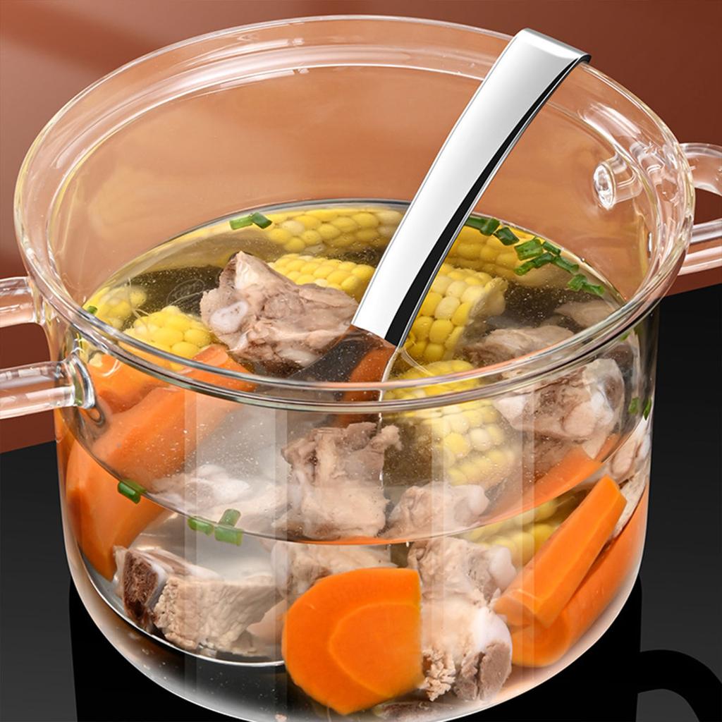 Stainless Steel Spoon Spatula Long Handle Soup Spoons for Hot Pots Colander Cooking Utensils Round Kitchen Tableware