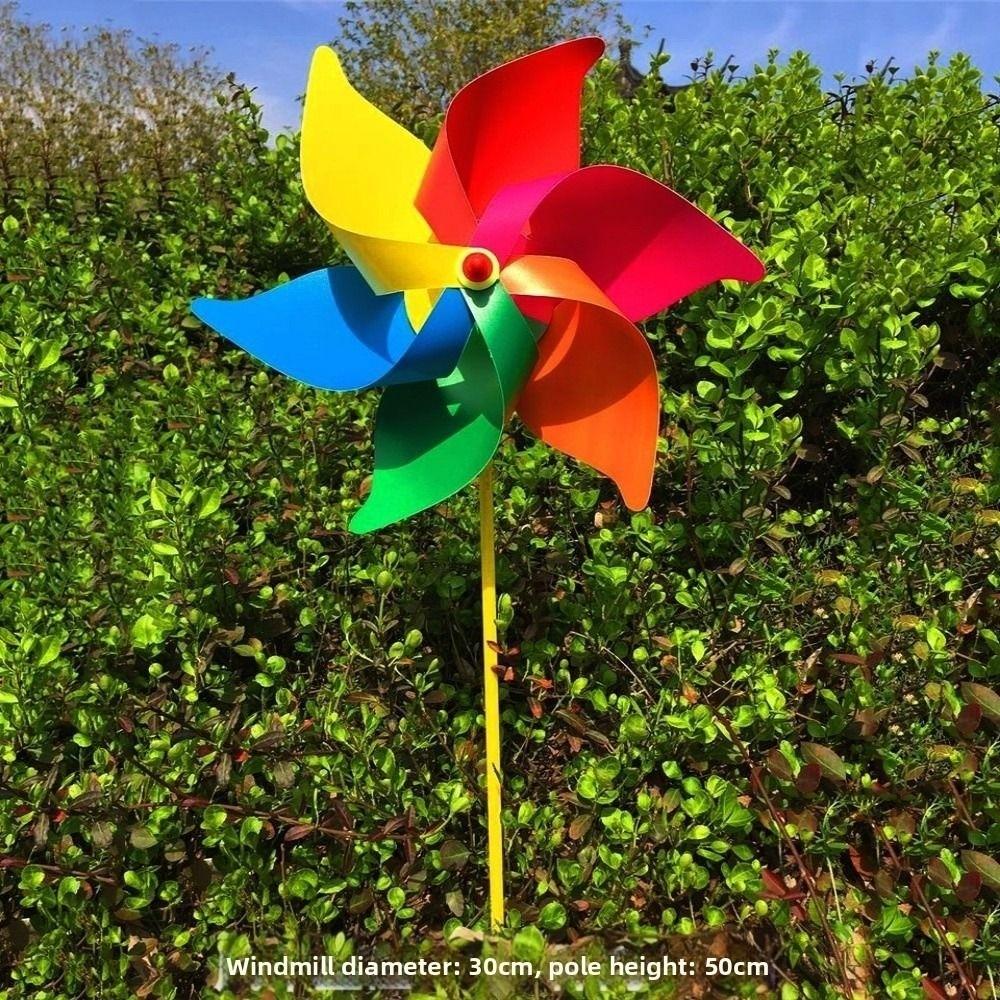2pcs PVC Six Leaf Pinwheel Windmill Colorful Wind Windmill Wind Spinner  Garden Yard Art Decoration