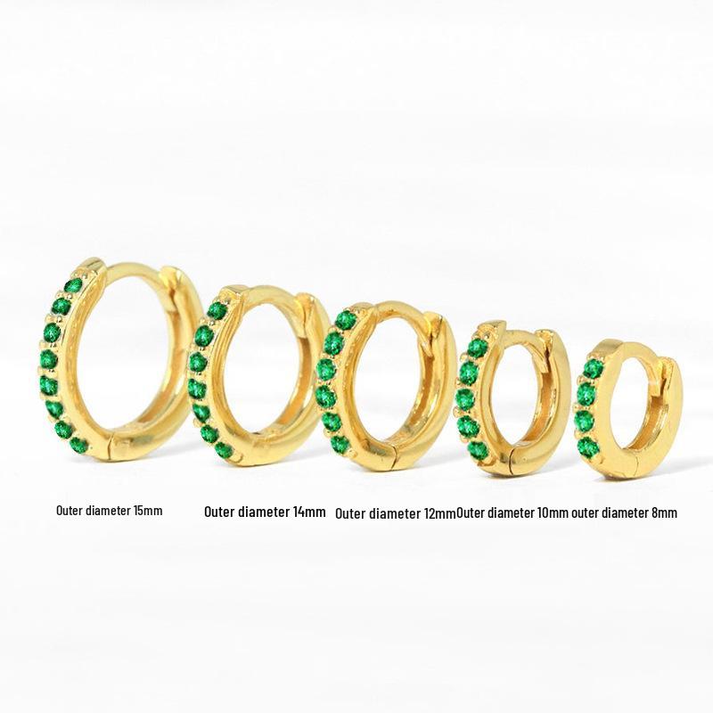 High-End Fashion Gold-Silver Single-Row Diamond Hoop Earrings