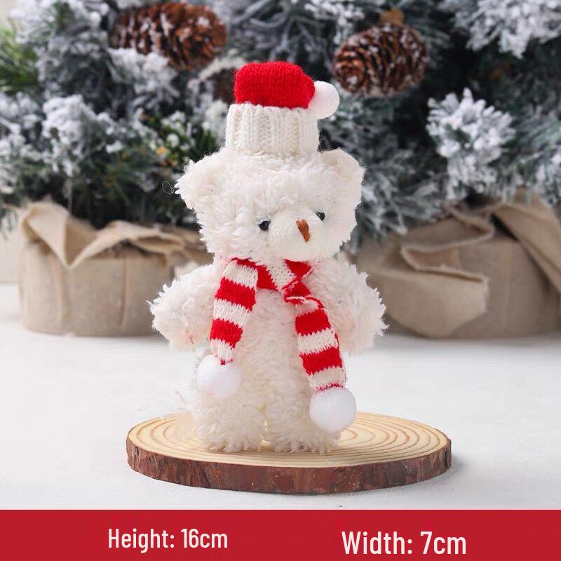 

Рождественский плюшевый мишка в красной вязаной шапке - Плюшевая игрушка и подвеска для подарочного пакета