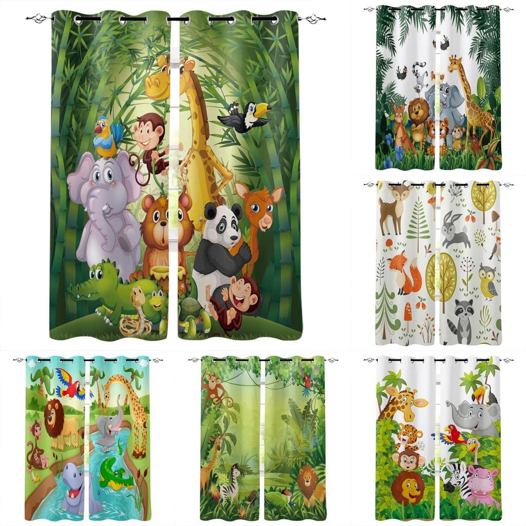 Zoo Curtain Forest Cartoon Children 3d Digital Printing Lightblocking Curtain