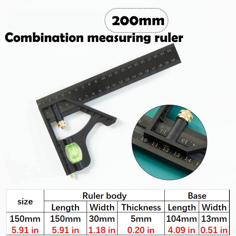 

150/200/250мм Многофункциональная Комбинированная Подвижная Линейка Транспортир Угловая Линейка Уровень Нивелир Инклинометр Деревообрабатывающие Инструменты