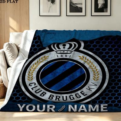 1PC Club Brugge KV Custom Name Patterned Flannel Blanket Suitable For All Seasons for Home Decor Warmth and Comfort Gifts Holiday Present