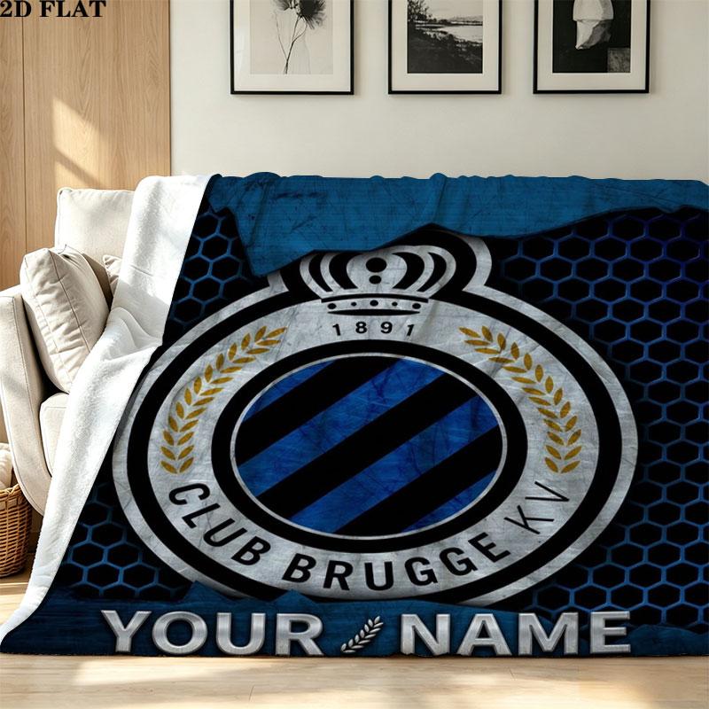 1PC Club Brugge KV Custom Name Patterned Flannel Blanket Suitable For All Seasons for Home Decor Warmth and Comfort Gifts Holiday Present