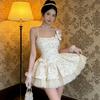 Korean Temperament Daughter Style Slim Polka Dot Dress New Sexy Pure Desire Style Bow Show Thin Short Skirt Women