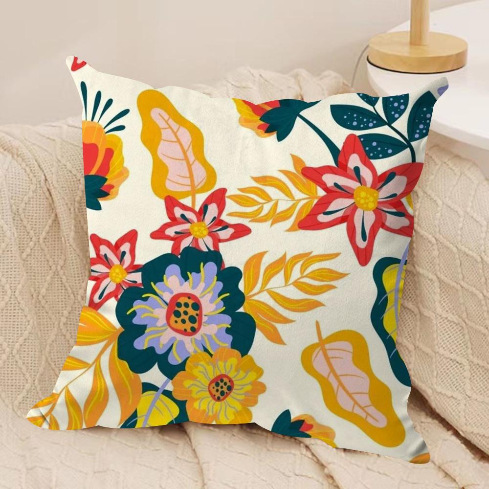 Classic Fresh Floral Pattern Cushion Cover Soft Plush Fabric DoubleSided Printed Cushion Covers for All Seasons Home Decor