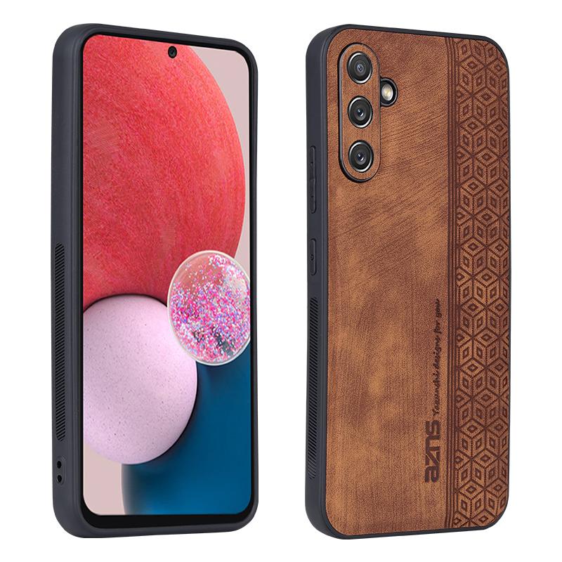 

AZNS For Samsung Galaxy A34 5G Imprinted Pattern Protective Phone Case PU Leather Coated TPU Shockproof Back Cover Brown