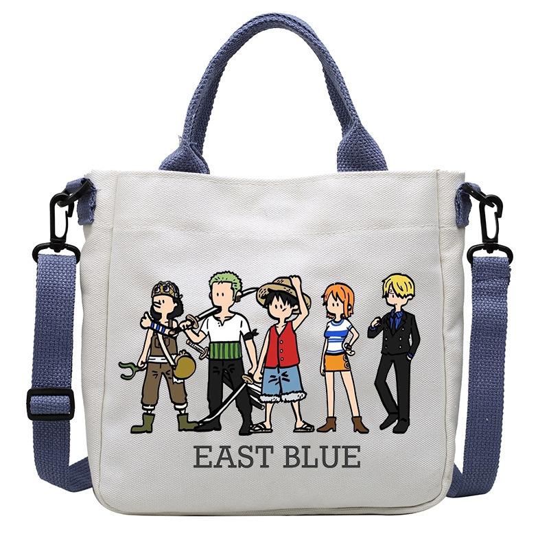 One Piece Canvas Bags Luffy Cartoon Anime Figures Print Shoulder Bag Outdoor Large Capacity Trendy Crossbody Handbag Gifts Poseable Articulated Scale
