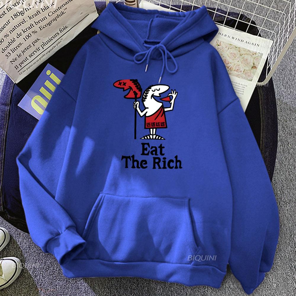 Cartoon Printing Hoodies Eat The Rich Graphic Sweatshirts Streetwear Men Winter Sudaderas Harajuku Fashion Print Hoodie