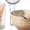 5-teiliges Matcha-Set: Schale mit Ausguss, handgefertigter Schneebesenhalter, japanisches Set