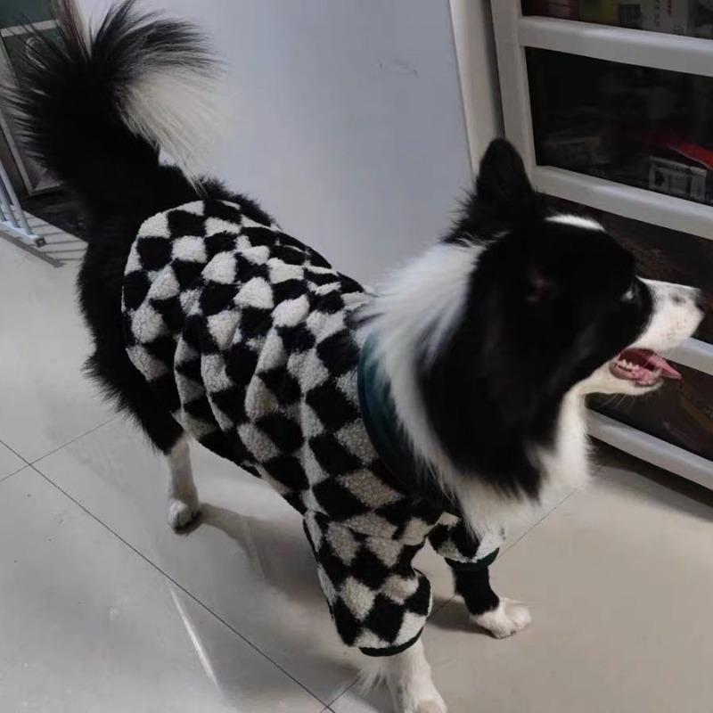 Dog Winter Plaid Large Dog Fleece Golden Retriever Labrador Golden Retriever Handsome Thickened Warm Lamb Fleece Edge Grazing