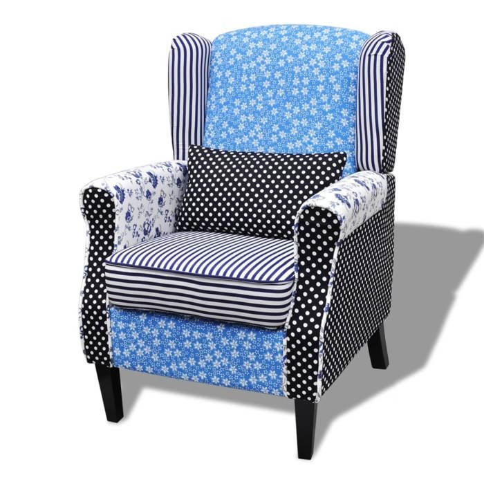 VidaXL Design Patchwork Fabric Armchair Sofa Living Room Office Lounge 240882