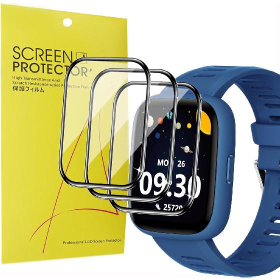 Compatible for BIGGERFIVE Smart Watch Screen Protector, [3 Pack] 3D Full Coverage PET Soft Screen Protector Film Compatible for BIGGERFIVE BW02 1.8"