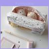 Simple Floral Star Pattern Pencil Case With Large Capacity For Students And Girls