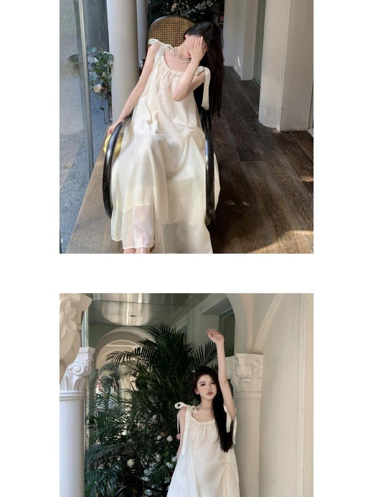 Women's French-Style Lace-Up Camisole Dress - Summer Beach Fairy Dress