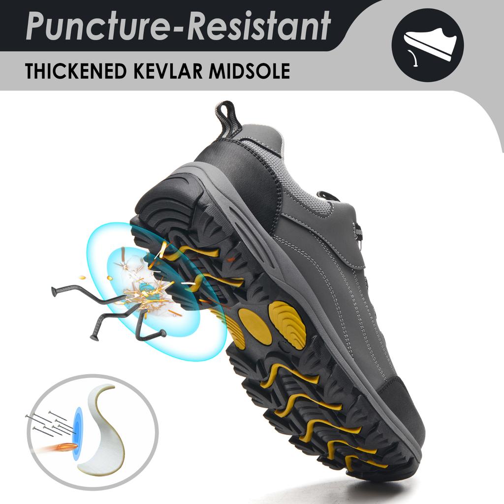Men Women Steel Toe Safety Shoes Rotating Push Button Puncture Proof Work Sneakers Breathable Anti-smash Anti-stab Construction Security Shoes