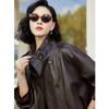 Women's Cropped Washed Leather-Look Jacket