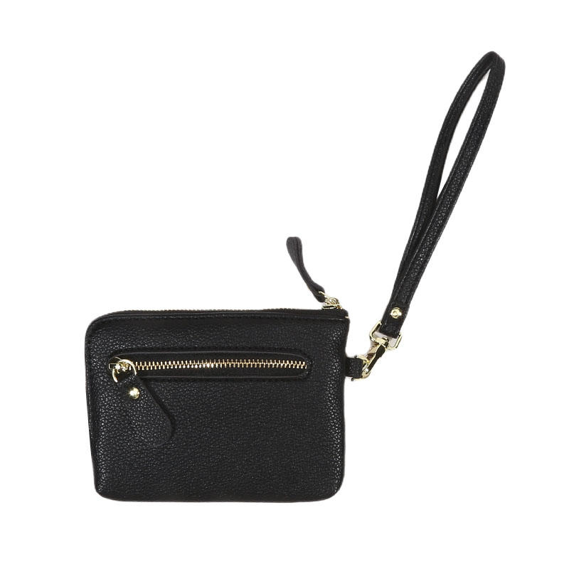 Vintage PU Leather Short Wallet With Zipper Coin Pocket Multiple Card Slots And Wrist Band Casual Portable Card Clip