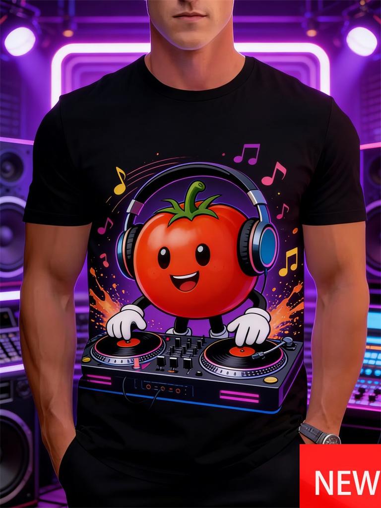 Men's Funny Vegetables Print T-Shirt Casual Short Sleeve Round Neck Tee New In Oversized Tshirts Clothes Streetwear