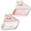 2 Pcs Cartoon Rabbit Soap Dish Draining Holder Pink White Wall Mount Bathroom Kitchen Non slip Smooth Edge Storage Tray