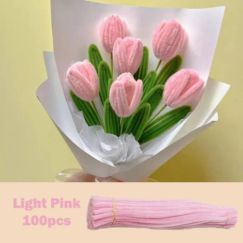 100Pcs Colorful Chenille Stems Pipe Cleaners Plush Tinsel Stem Wired Twist Sticks Hair Strip Diy Craft Educational Toys Handmade
