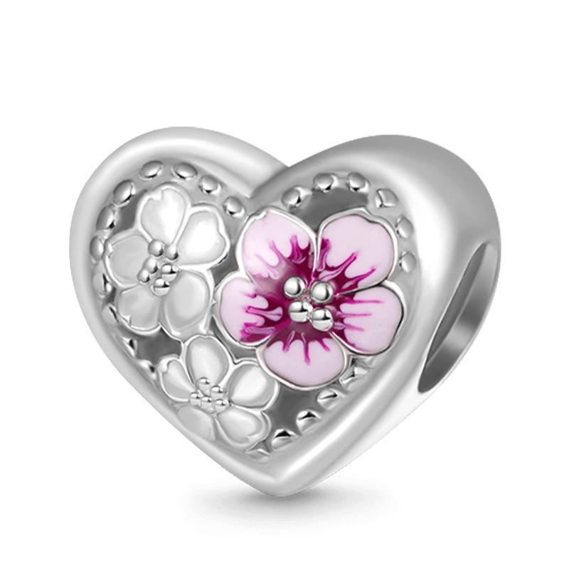 925 Pure Silver Pink Series Father Butterfly Bag Flower Charm Fit for Original Bracelet DIY Women's Exquisite Jewelry