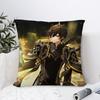 Zhongli Genshin Impact Pillow Case Sofa Decorative Home Double-Sided Printing Short Plush Cushion Cover Throw Pillow Cover