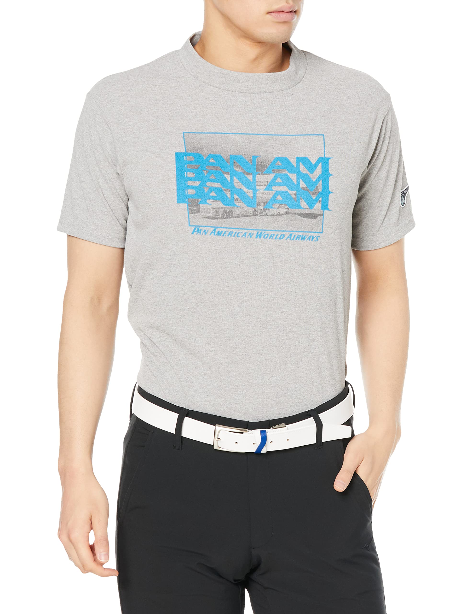 

Mizuno PANAM Graphic Mock Neck Short Heather Size E2JA2043 Shirt, Sleeve, Moisture-Wicking, Quick-Drying, Gray, XL,