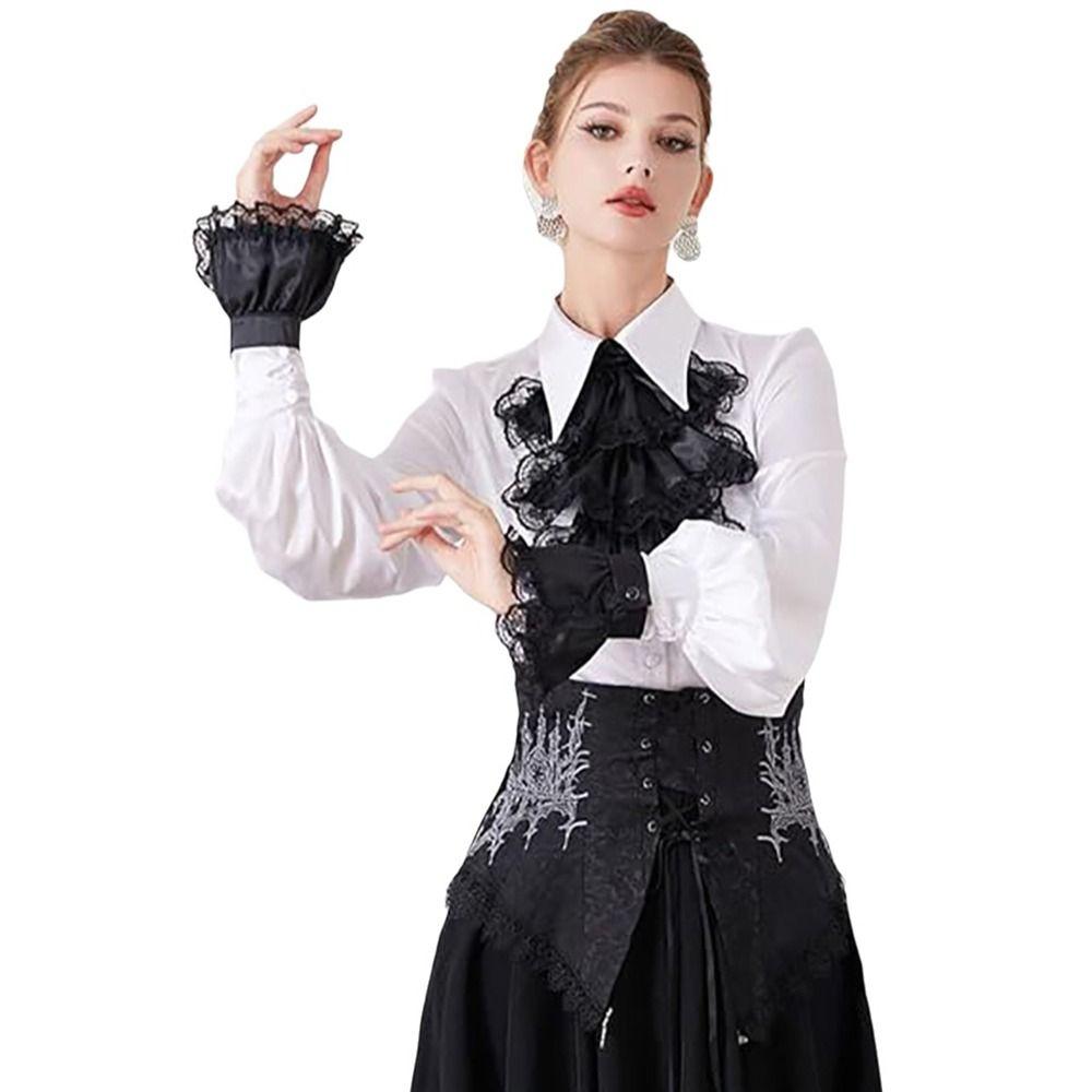 Ruffled Vintage Victorian Costume Victorian Style Fake Collar Accessory Set Victorian Lace Jabot