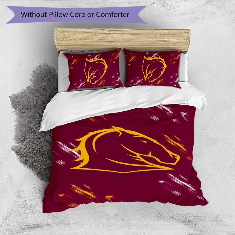 Set Biancheria da Letto Stampato 3 Pezzi Brisbane Broncos Morbido Traspirante Copripiumino Federe Set Lavabile Decorazione Camera da Letto Regalo per la Casa