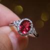 Classic  Sterling Silver Red Round Zircon Rings For Women Micro Pave Zircon Stone Wedding  Girlfriend Gift Anillos