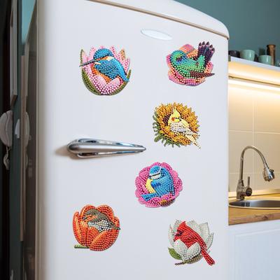 6Pcs Diamond Painting Refrigerator Magnets Diamond Painting Magnets Diamond Art Magnets DIY Art Crafts for Adults Beginners
