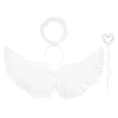 CALLARON Angel Wings Cosplay Set, White, Lovely Costume Ring, Cute Angel Hair Accessory, Angel Set, Photo Prop, Stage Shoot
