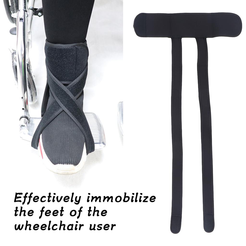Wheelchair Foot Straps Flexible Adjustable Polyester Fabric 35x70cm Black Wheelchair Safety Foot Harness Belt