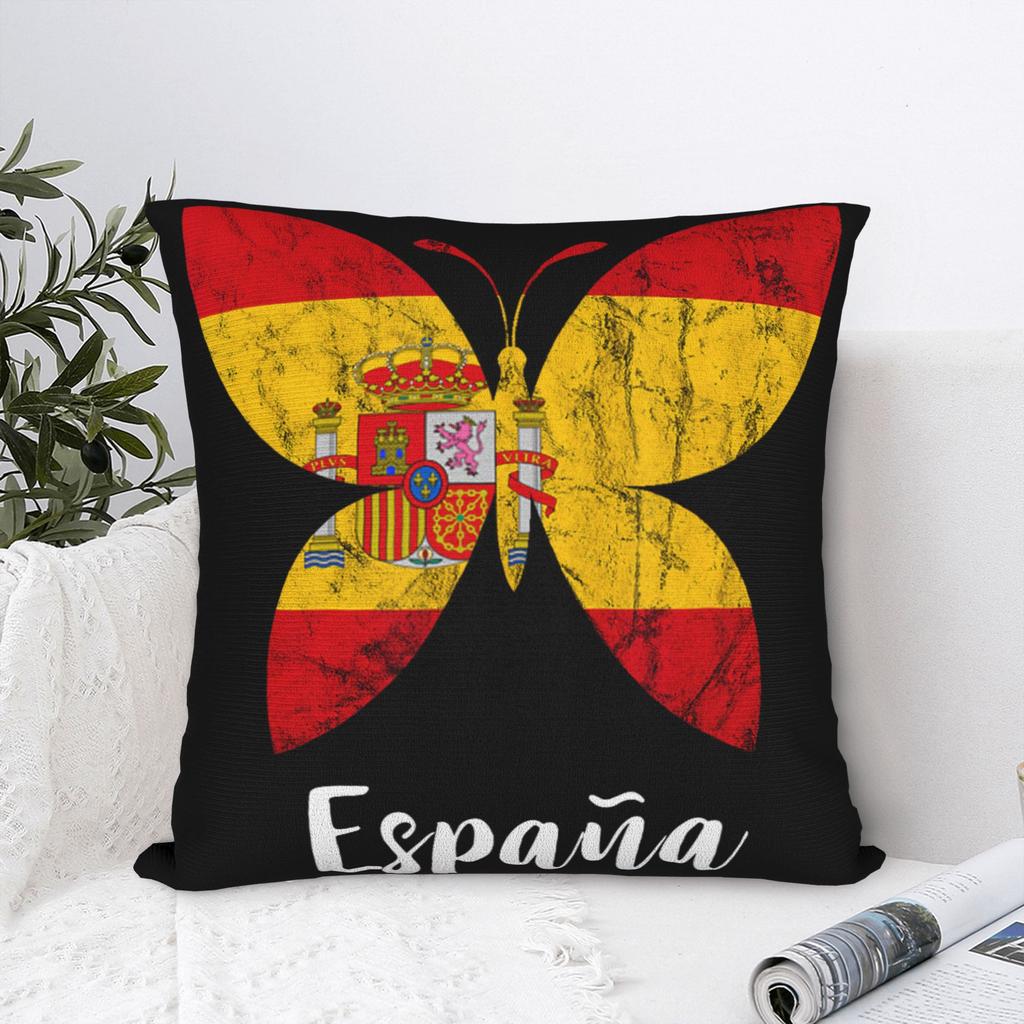 Espana Butterfly Spanish Flag Espanol Spain Spanish Roots Pillow Cover Soft Cushion Cover Pillow Case For Living Room Sofa