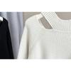 Plus Size Women Thick Hollow Out Mid Length Long Sleeve Pullover Sweater