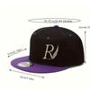 Flat-brimmed Hip-hop Baseball Cap Printed with Letter R Pattern Adjustable Outdoor Street Sports Hat