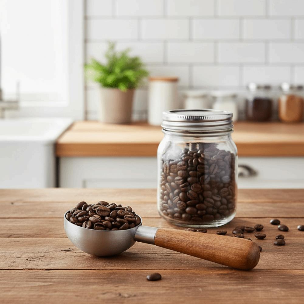 Exquisite 30ML Wood Handle Coffee Scoop Comfortable Grip Stainless Steel Coffee Measuring Spoon Vintage Tablespoon Baking