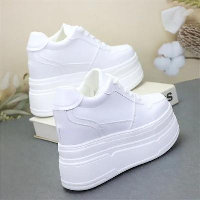 Fashion 12CM Microfiber Genuine Leather Women Casual Platform Wedge Spring Vulcanize Bling Chunky Sneaker Autumn Fashion Shoes