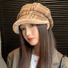 Autumn and Winter New Retro Plaid Plush Hat for Women Warm Octagonal Hat Versatile Face Showing Duck Tongue Beret