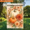 Pumpkins with Autumn Flowers Single Sided Polyester , Garden Flag - Single-Sided, Polyester, Outdoor Yard Decor