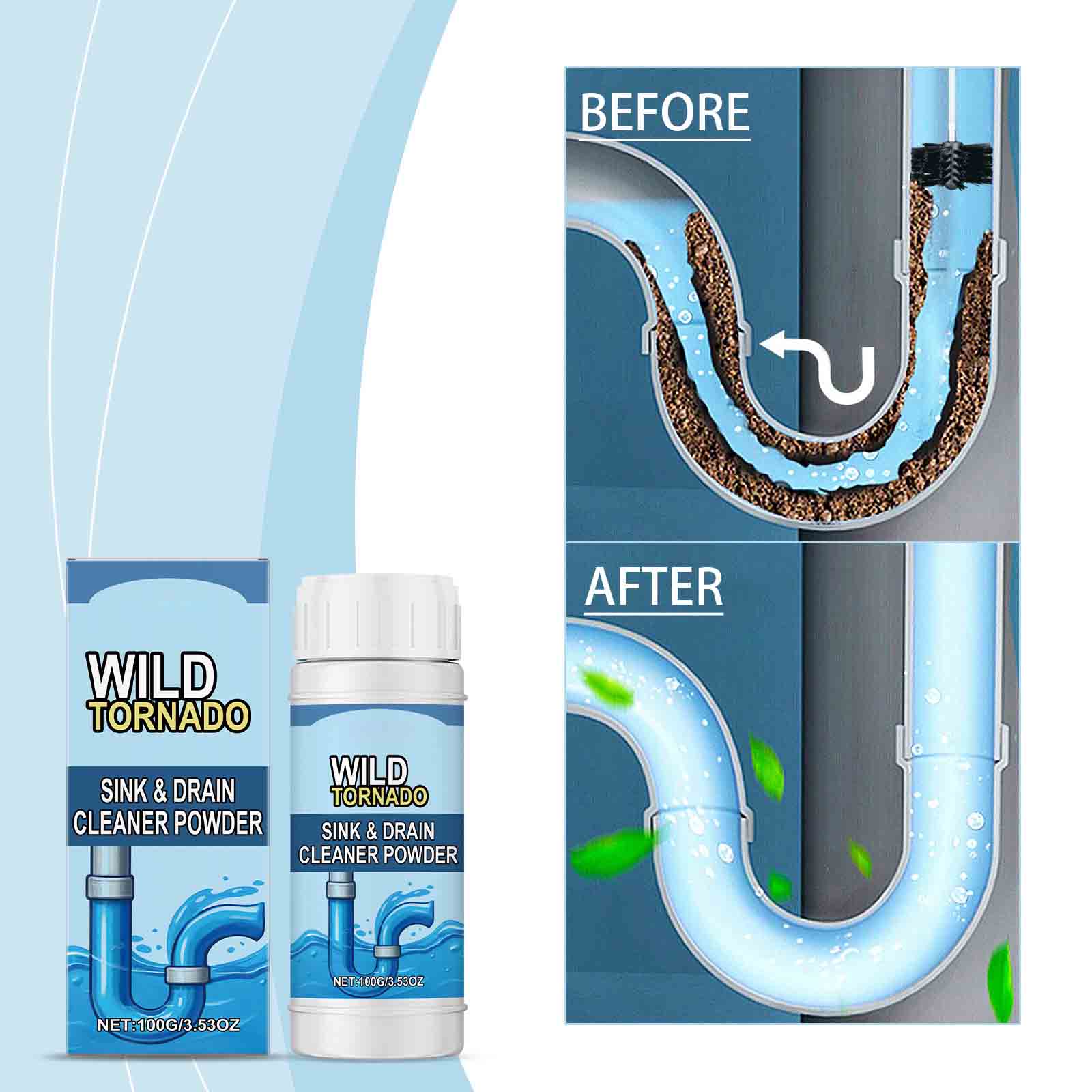 

Порошок для чистки раковин; Порошок для выемки труб; Агент по дноуглубительным работам One Size